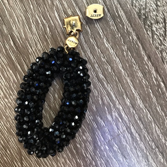 J.Crew Beaded Oval Dangle Earrings Black NEW - Picture 3 of 5